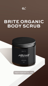 Brite Organic Body Scrub - Mocha (Coffee) 500ml (Dry Sea Salt Texture)