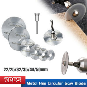 7PCS Metal HSS Circular Saw Blade High Speed Steel Woodworking Cutting Discs For Rotary Tool with Mandrel Cutting Disc