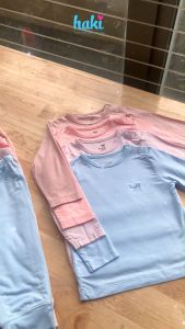 Bộ dài tay cài vai vải tre cao cấp BB004 HAKI (4-15kg) bộ quần áo mặc nhà cho bé vải bamboo siêu mềm mịn siêu thấm mồ hôi quần áo dài cho bé trai bé gái hàng xuất khẩu