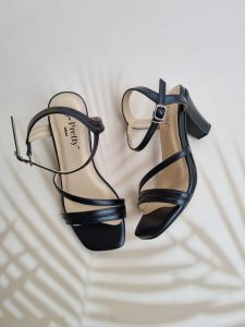 So Pretty by Base Advan INGRID Low 3 Inch Heel Strappy Sandals in Nude and Black