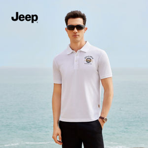 Jeep Mens Summer Breathable Short Sleeve Polo Shirt Business Casual Cotton Polyester Blend Regular Fit Fashion Top