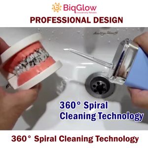 BiqGlow 【Professional Design】 360° Spiral Cleaning Tech Water Flosser Dental Floss Oral Cordless Rechargeable WF-100