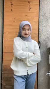 Cardigan Rajut Kasual Polos Saku dengan Bahan Wol - Warna Solid Bahan Nyaman Ukuran Regular