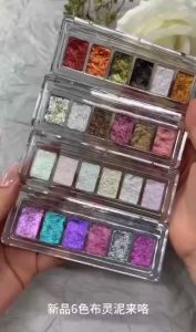 Set 6 màu bột nhũ khổng tước nhũ dạng nén trang trí móng tay nail