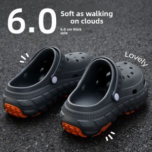Mens Summer Outdoor Wear Driving Thick Bottom Anti-Slip Odor Resistant Tire Bottom Covered Toe Slip-On Shoes Breathable EVA