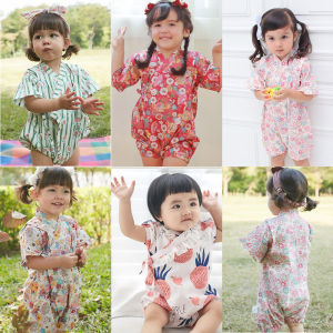 Summer Lace Baby Girl Romper Bathrobe Crawling Suit Japanese Style Kimono Bottom Covering Clothes Cotton Fabric Infant Clothes