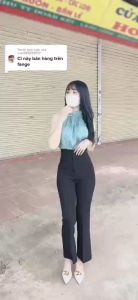 Quần dài nữ ống loe cạp khoá 2 cúc có túi vải tuyết mưa dày mịn không nhăn TD555