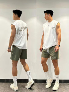 เสื้อกั๊กแขนกุดผ้าฝ้ายสไตล์อเมริกันสำหรับผู้ชายในช่วงฤดูร้อนที่สบายๆ ใส่สบายๆ สไตล์วินเทจ เสื้อกั๊กแบบลำลอง