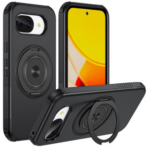 For Magsafe Magnetic 360°Rotating Metal Car Holder Soft TPU+Hard PC Phone Case Cover for Google Pixel 11 Pro XL 9Pro 10Pro 10A