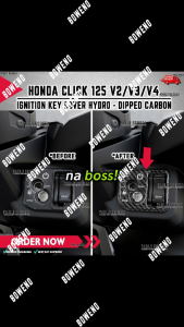 Hydro Dipped Carbon Fiber Key Ignition Cover Honda Click 125i V2 V3 V4 Plug & Play Fit RakunMotorShop