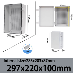 IP66 Waterproof Power Electrical Junction Box Outdoor Plastic Distribution Box with Gray/Transparent PC Enclosure