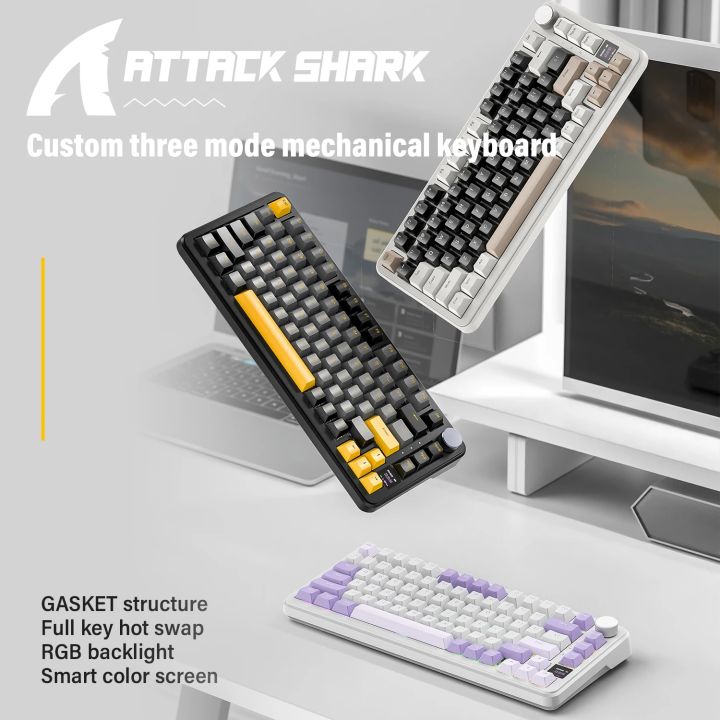 Attack Shark X85PRO RGB Wireless Mechanical Keyboard ,Alloy Knob,Smart