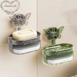 กล่องระบายน้ำแบบมีที่กรองกล่องเก็บของกล่องสบู่ในครัวทรงสบู่น้ำทิ้งจุกดูดผีเสื้อแบบตัวติดผนังแบบสร้างสรรค์