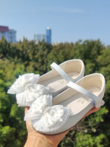MENGBEIHUAN | Children Girls Soft Leather White Flat Shoes Bean Design