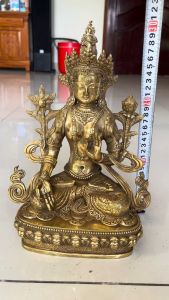 Tượng tara trắng bạch độ mẫu mật tông bằng đồng cao 30cm đế 21x11cm nặng 2kg - Tượng mật tông