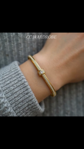 CC Wardrobe Premium Bridal Style 18K Gold Crystal Bracelet Elegant Luxury Wear