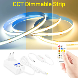 10M 5M CCT 2700K-6500K Dimmable COB LED Strip Light Cold-Natural-Warm White Changeable 576LEDs/M High Bright With Remote Control