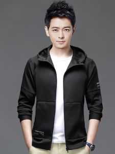 ROMON | Lomond Mens Spring Autumn Casual Sporty Loose Zipper Hooded Jacket Short Windproof Mens Fashion Urban Style Polyester Fiber