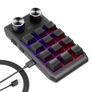 Programming Macro Custom 2 Knob Bluetooth Keyboard RGB 12 Key Mini Button Gaming Keypad Mechanical Hotswap Macropad Ultra-thin