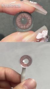 (COD)New big eyes rimless pink purple normal color contact with solution 14.5mm Yearly Use