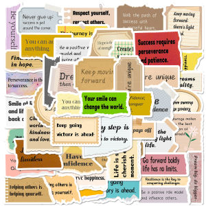 Hand-Tearable Text Stickers 50 Pieces Inspirational Shape Vary English Language Scrapbooking Paper Products Business Supplies