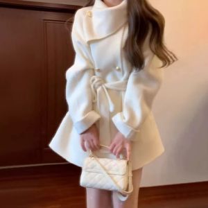 Homecore | Áo Khoác Len Đen Sang Trọng Dày Cho Mùa Thu Đông