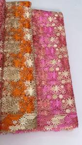 Paris Milan Style Guipure Lace - Peach Pink Floral Corded Lace Fabric for Party Dresses & Wedding Attire s 4553
