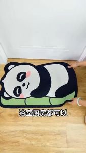 【SKIT SG】Cute Cartoon Super Absorbent Diatomite Floor Mat Bathroom Q-Elastic Soft Bath Mat Quick-Drying Foldable Rubber Ultra Absorbent Non-Slip Anti Slip Anti Bacterial Easy Dry and Wash Diatom Mud Floormat for Shower Toilet Bath Room Bedroom