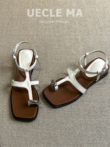 MASHUJIA | Elegant French Style Leather Sandals Wedge Heel