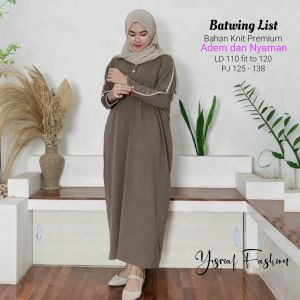 Gamis Dress Abaya Midi Wanita Remaja Muslim Terbaru Fashion Kekinian Model Inara Batwing Bahan Knit Premium Kancing Busui Wudhu Friendly