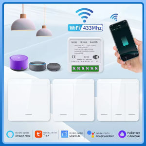 1/2/3 Gang Wireless Switch Wifi Smart RF 433MHz Remote Switch for Led Lighting Tuya Smart Life Voice Control Alexa Google Alice