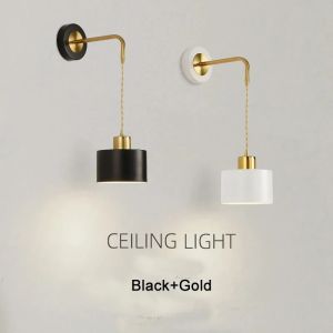 Nordic Vintage Black Gold Plating Wall Light Bedroom Living Room Dining Room Hallway Simple Creative Small Wall Lamp Wall Decor
