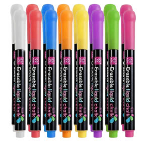 24Pcs Multi Color Liquid Chalk Markers Fine Tip Dry Erase Pens for Blackboard Glass Window Whiteboard Graffiti Art Supplies