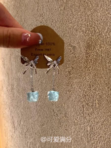 Blue Butterfly Tassel Earrings Cold Tone Fashion Decorative Alloy Butterfly Ear Jewelry for Women New Arrival Non-Handmade