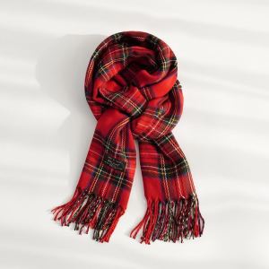 Christmas Red Plaid Scarf Womens Autumn Winter Warm High-End Feeling Neck Warmer Ankela Red Shoulder Wrap Bicycle Riding