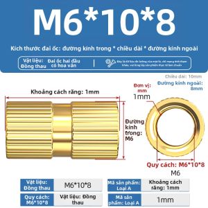 TIANZHUOJINSHU | Đai ốc ren trong hai đầu bằng đồng thau chuẩn GB