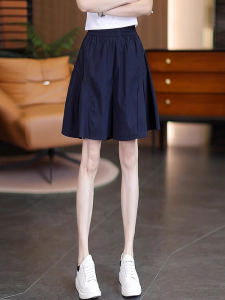 กางเกงกระโปรงทรงเอเอวสูงทรงหลวมสไตล์เกาหลีสำหรับผู้หญิงในช่วงฤดูร้อนปี 2025 ผ้าไหมน้ำแข็งบางแห้งเร็ว