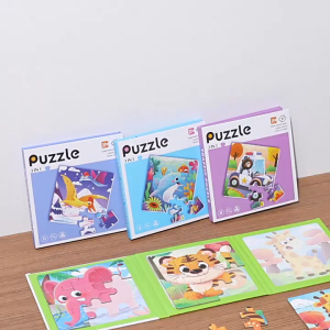 3 in 1 Montessori Kids Magnetic Jigsaw Foldable Puzzle Book Bilingual Story Matching Puzzle Educational Enlightenment Toys