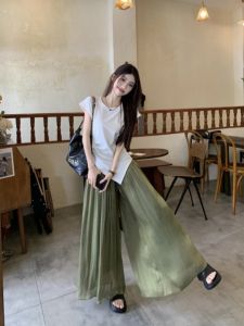 French Summer Suit Skirt Women Irregular Design Short Sleeve T-shirt Ruched Drape Casual Culottes Two-piece Set Women