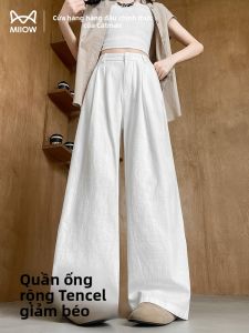 Quần ống rộng MiiOW cho nữ làm bằng lụa băng mỏng nhẹ thoáng khí cạp cao