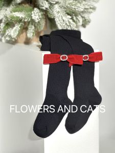 FlowersandCats Autumn Winter Princess Style Girls Socks with Butterfly Knot Sparkling Diamond Design Childrens Pantyhose