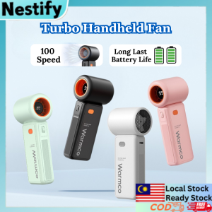 100 Speed Turbo Mini Handheld Fan LED Display USB Rechargeable Fan with Long Battery Life Portable Kipas Mini for Travel and Office