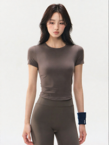 MITAOGIRL | Short Sleeve Round Neck Slim Fit Sports Top