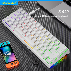 NexusClick K620 Mini 60% Mechanical Gaming KeyboardHot Swappable Switch RGB Wired KeyboardErgonomic PBT Keycap for Game Office