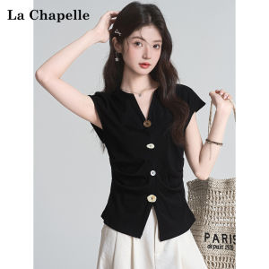 La Chapelle | Áo Thun Tay Cụt Dáng Ôm Phồng Dưới Phong Cách Pháp
