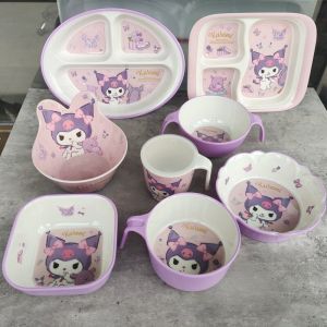 Cool Childrens Dining Set Pure Melamine Baby Bowl Plate Anti-Scalding Eating Utensils Dishwasher Safe Eco-Friendly Kids Tableware