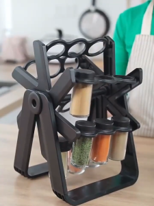 Home2U🏡 18 in 1 Jar Rotating Spice Rack Ferris Wheel Rotatable Bottle Glass Seasoning Rack Set Spice Jar Glass Bottle Tower Rack Organiser Storage Spice rack Ferris Wheel Rotatable Glass Seasoning Rack Set Seasoning Spice Jar With 18 Cans