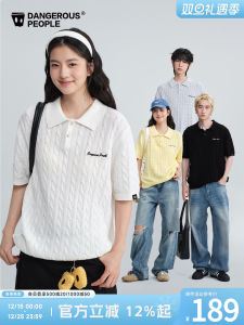 Dangerous People Short Sleeve Knitted Polo Shirt Simple Stylish Cotton T-Shirt Youth Fashion Shoulder Width Regular Fit Summer Top