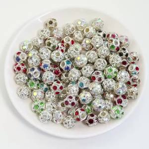 5pcs 12mm AB Color Metal Crystal Beads Rhinestone Ball Shape Loose Beads for Jewelry Making DIY Gift Bracelet Accessories