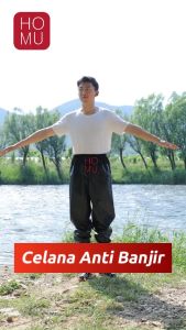 HOMU ZUBON Sepatu Celana Boots Kolam Ikan Panjang Trousers Lentur Anti Air Pinggang Karet Ikat PVC